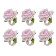 thumbnail image 1 of serony 6 Pieces Linen Artificial Flower Napkin Ring Portable Removable Reusable Indoor Desk Holder Romantic Decor House Moving Gift Pink, 1 of 8