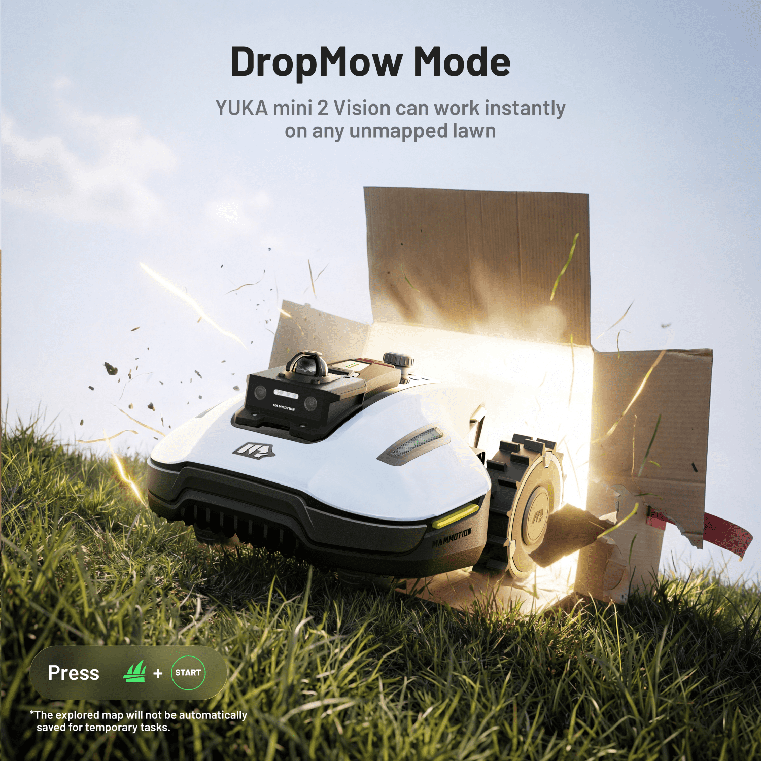 MAMMOTION YUKA mini 2 1000H Robot Lawn Mower, 0.25 acre, LiDAR 360°+ AI Vision, DropMow, Cutting Heights 2.0-3.5in