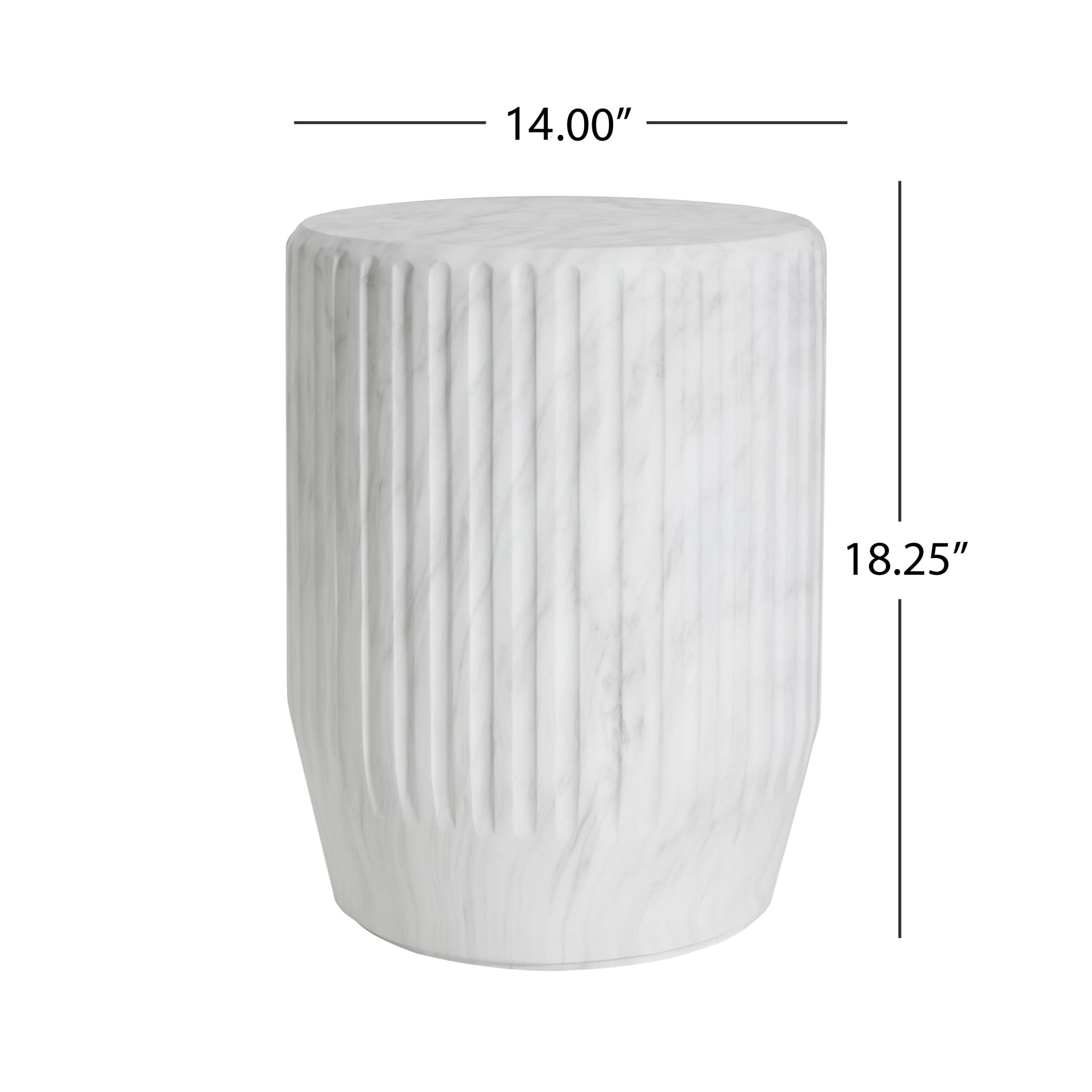 Christopher Knight Home Ribbed Side Table, Lightweight Concrete Round End Table for Indoor & Outdoor Use, White