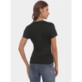 thumbnail image 3 of Women's Scoop Neck Short Sleeve T Shirt Slim Fit Sexy Tops, 3 of 4