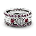 thumbnail image 2 of Lab Created Ruby Ring with Diamonds 1/3 Carat (ctw) in Sterling Silver, 2 of 4