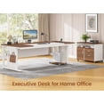 thumbnail image 3 of SEDETA 71" Office Desk with Rolling File Cabinet, L Shaped Desk with Drawers, Large Computer Desk with Power Outlets, CPU Stand, Pegboard and Storage Shelves for Home Office, White & Brown, 3 of 9