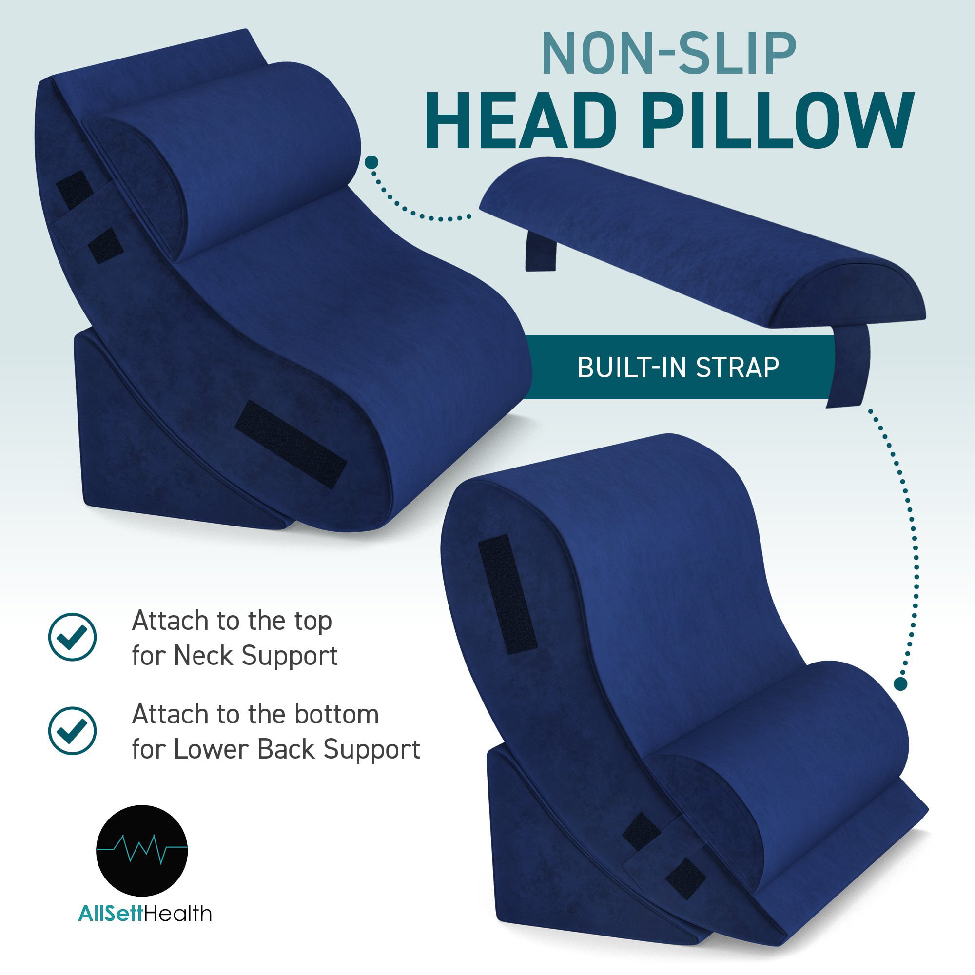 Flexicomfort Memory Foam Wedge Pillow for Sleeping with Adjustable