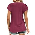 thumbnail image 7 of TEMOFON Blouse for Women Short Sleeve Summer Dressy Tops Cap Sleeve Tee Fashion Petal Sleeve Rose Red Trendy Ttshirt Clothes Rose Red M, 7 of 7