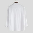 thumbnail image 4 of Lilgiuy Men's Cotton Linen Shirt Long Sleeved Standing Collar Button Up Shirt Fashionable Casual Shirt Top Blouse for Bodybuilding Gym, 4 of 4