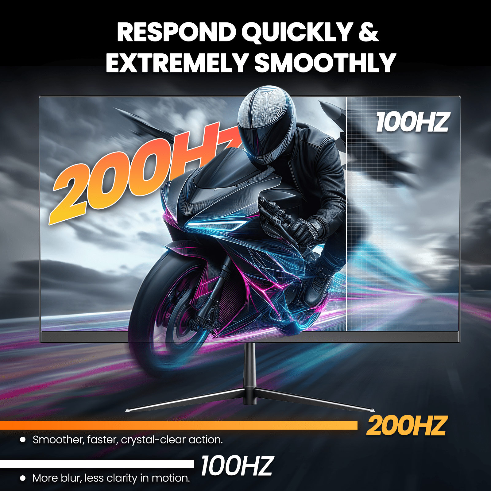 CRUA 24.5 inch 200hz Ips FHD gaming monitor 1920x1080 120% Srgb Freesync, DP/HDMI, built-in speakers, support wall mounting black