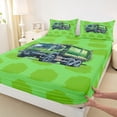 thumbnail image 4 of Castle Fairy Watercolor Garbage Truck Full Size Sheets 4-Piece for Teens, Minimal Solid Background Bed Sheets for Bedroom, Green, 4 of 6