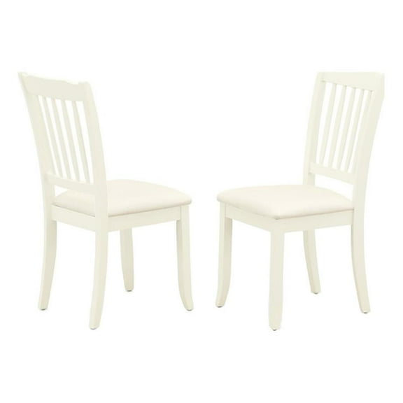 Pemberly Row 38"H Traditional Wood Dining Chair in Linen White (Set of 2)