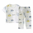 thumbnail image 2 of Cethrio Girls Boys Pajama Sets, Short Sleeve Cotton Printed Elastic Waist Casual Loungewear Gray Size 5-6 T, 2 of 3