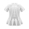 thumbnail image 4 of Doomiva Kids Girls Metallic Jazz Hip Hop Peplum Dance Tops Short Sleeve Sequins Round Neck Shiny Party T-Shirts Blouses Silver 110, 4 of 7