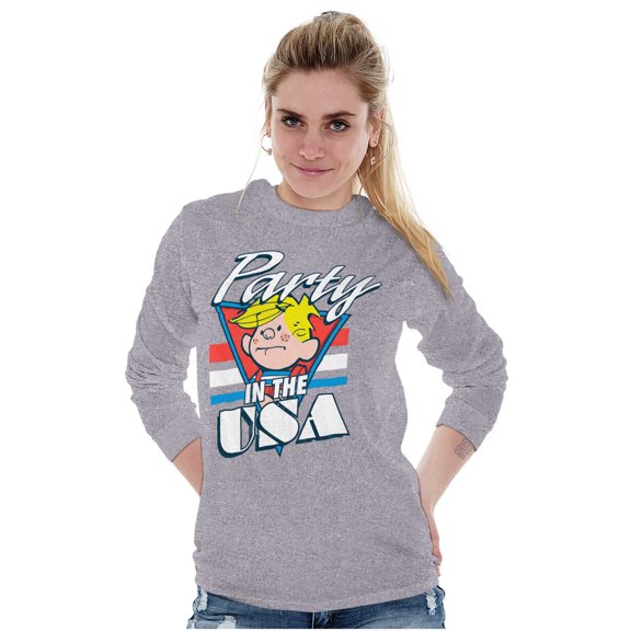 Dennis The Menace Party in the USA Long Sleeve TShirt Men Women Brisco Brands S