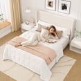 thumbnail image 2 of Frostbloom Full Size Boucle Upholstered Platform Bed Frame with Wingback Headboard, Beige, 2 of 10