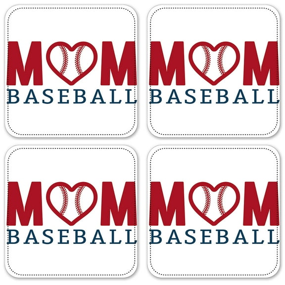 Vinyl Drink Coasters - Set of 4 - Baseball Mom