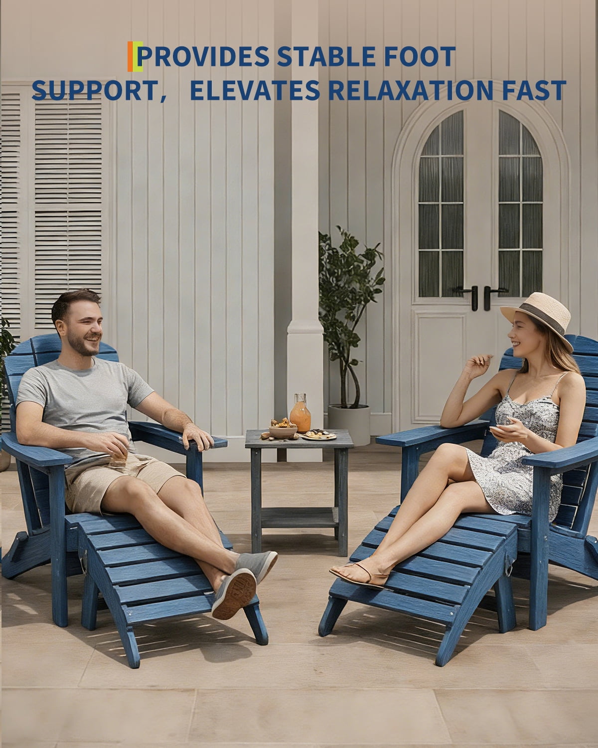 Soonbuy Folding Adirondack Ottomans, HDPE Outdoor Foot Rest for Adirondack Chair, All-Weather Patio Ottoman for Deck, Lawn, Porch and Poolside