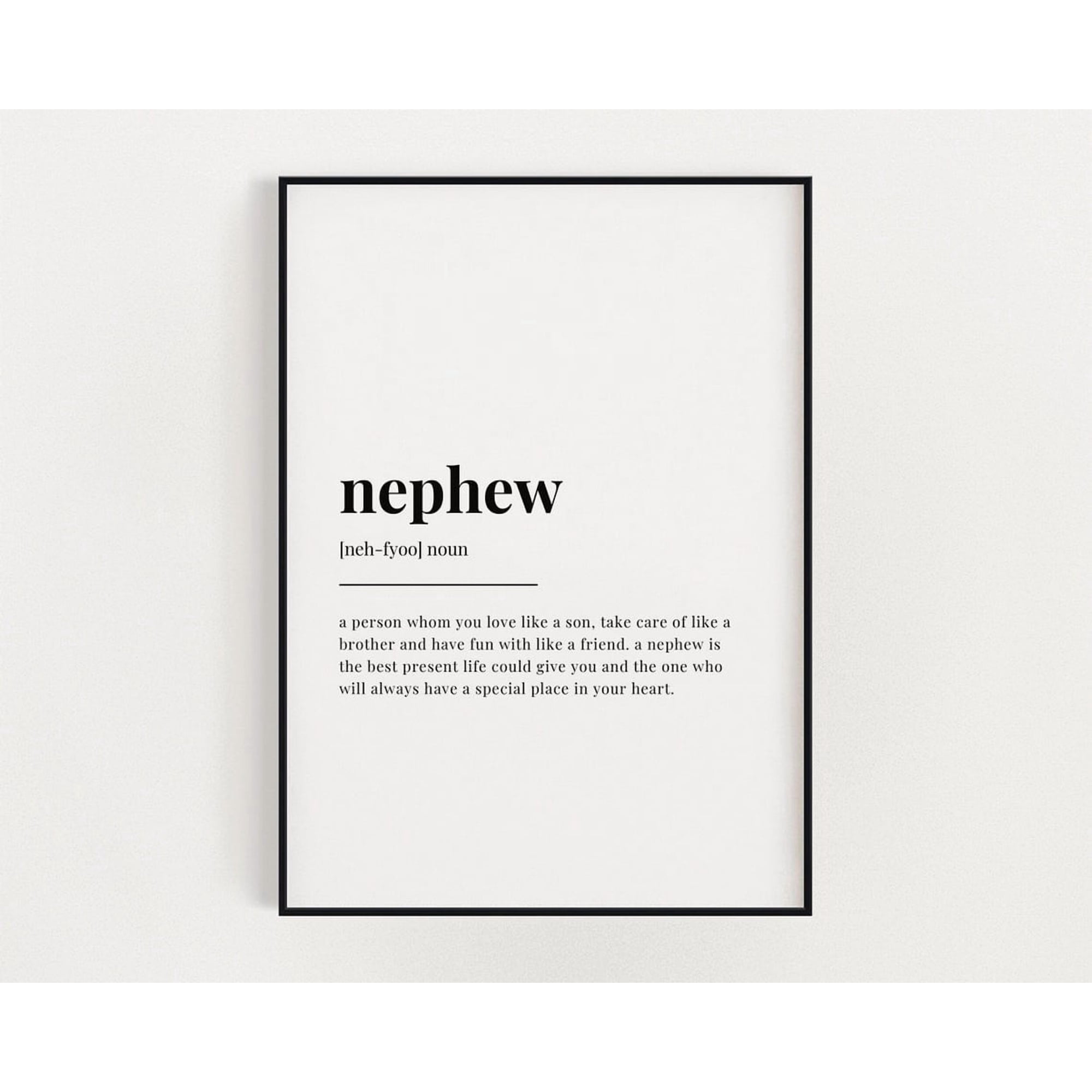 Nephew Definition Wall Art Print Family Typography Decor Unframed Paper Print