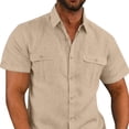 thumbnail image 3 of Camisa de manga corta con botones para hombre,Camisa con botones para hombre Camisa de dos bolsillos para hombre Camisa para hombre Calidad inigualable, 3 of 6