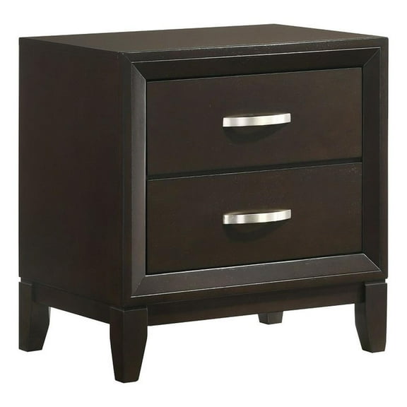Pemberly Row Contemporary 2-Drawer Wood Nightstand in Merlot