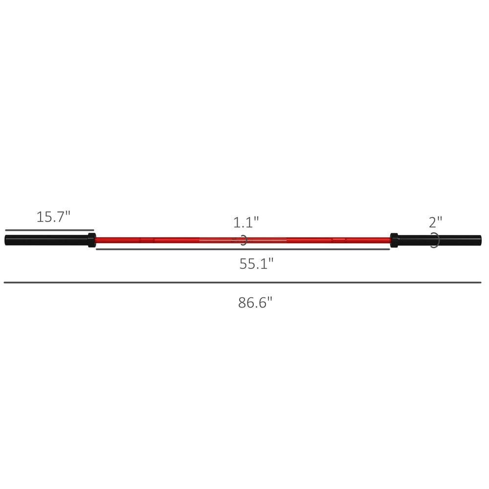 Resenkos 7.2ft Olympic Weight Bar, with Rotating Sleeves & Non-Slip Knurling Grip, 1500lbs Weight Capacity, Red, Durable