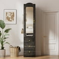 thumbnail image 5 of Cyehnenx Armoire Wardrobe Closet, 69.5" H Wood Bedroom Armoires Cabinet with Mirror Door and 3 Drawers, Clothing Storage Cabinet with Hanging Rod & Sensor Light for Bedroom, Rustic Brown (Left), 5 of 8
