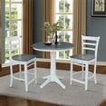 thumbnail image 3 of International Concepts 36"H Wood Round Pedestal Gathering Height Table with 2 Emily Counter Height Stools - White/ Heather Gray - Set of 3 Pieces, 3 of 5