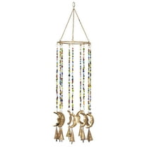 DecMode 19" Gold Metal Moon Windchime with Glass Beads and Cone Bells