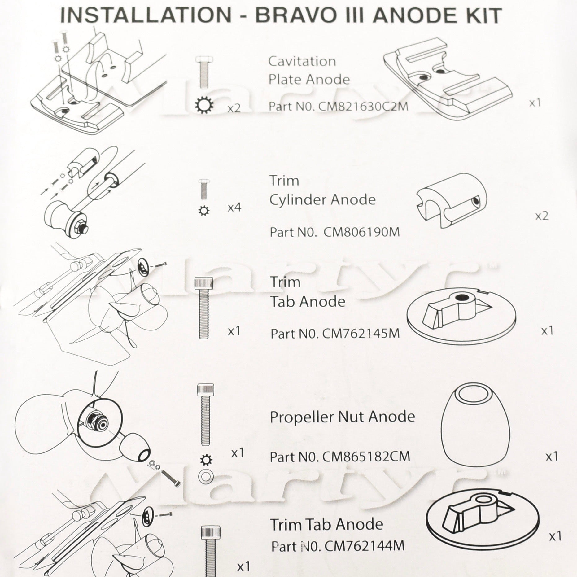 Martyr Bravo 3 Kit Aluminum Anodes Automotive Specialty Parts