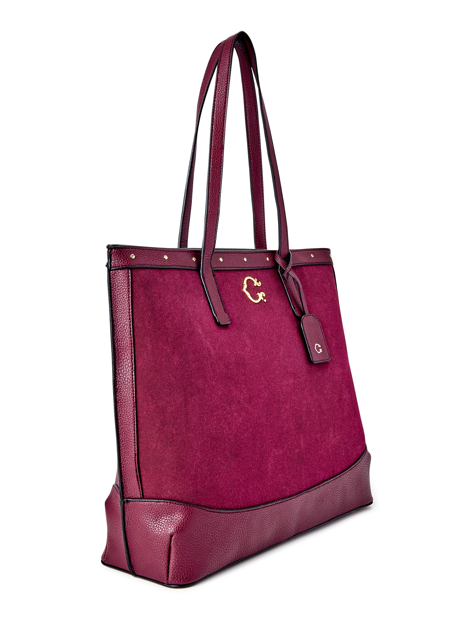 C. Wonder Women's Emma Faux Suede Studded Tote Bag Wine - image 4 of 5