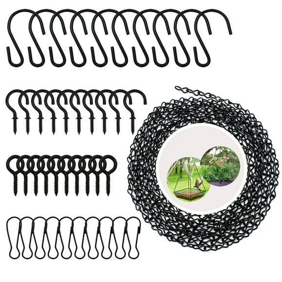 197 Pouces Or Suspendu Paniers Chaînes - Longueur Réglable, Chaîne en Métal Décoratif en Laiton avec un Grand Assortiment de Crochets pour Accrocher les Mangeoires d'Oiseaux Paniers de Jardinières Panneaux d'Affichage Ornements