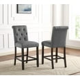 thumbnail image 2 of Leviton Solid Wood Tufted Asons Counter Height Dining Chair in Gray, Set of 2, 2 of 4