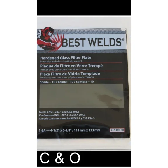 Shade 9 Welding Filter Plate 4.5 X 5.25 - Hardened Glass Lens For Welding Helmet