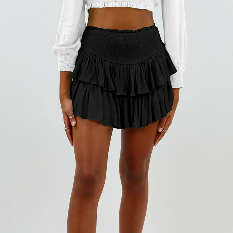 Buy Frolic Rolic Women Black Polyester Flared Solid Mini/Short