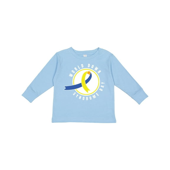 Inktastic World Down Syndrome Day with Yellow and Blue Ribbon Boys or Girls Long Sleeve Toddler T-Shirt