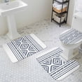 thumbnail image 2 of Blue Bohemian Bathroom Rugs Set Vintage Farmhouse Non Slip Absorbent Soft Bath Mats 3 Piece Set with Bathroom Rug, U-Shaped Floor Mat, Toilet Seat Cover Large Size, 2 of 9
