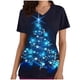 thumbnail image 1 of Blusa de Manga Corta, Cuello en V Impresión de Bolsillo Superior, Moda de la Mujer Casual Poliéster Blusa de Spandex, 1 of 4