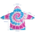 thumbnail image 7 of Pink Blue Tie Dye Spiral Blanket Hoodies for Kids 6-13YR Oversize Wearable Blanket Hoodies for Boys Girls Teens, 7 of 7