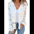 thumbnail image 1 of Blusa de Larga con Botones, Escote en V y Bordado con Recortes, Cárdigan de Media Calada S, 1 of 7