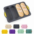 thumbnail image 2 of 4-Cavity Rectangular Silicone Baking Mold: Food-Grade, Non-Stick Tool for Baking Baguettes, Bread & Cakes – Efficient Oven Use with Easy Release & Uniform Heat Distribution (Aqua Green), 2 of 6