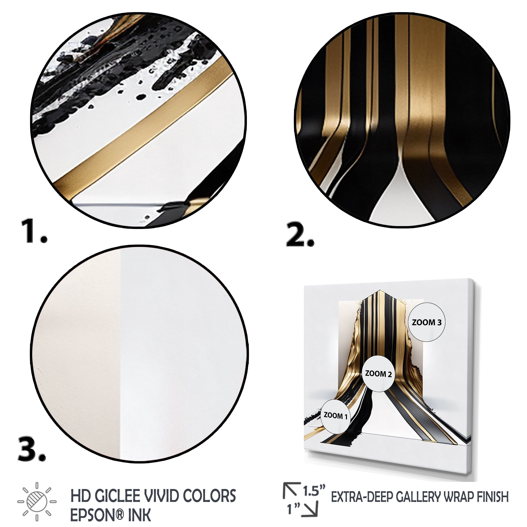 Designart Black And Gold Cubic Expression V Canvas Wall Art