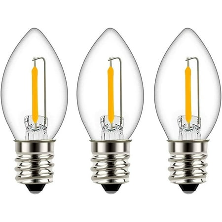 

-C7 Edison LED Mini Night Light Replacement Bulbs 0.5W Equivalent to 5 Watt Incandescent - E12 Candelabra Base 2700K Warm White for Home Decorate 50Lumens - 3Pack
