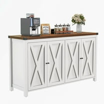Moasis  55-inch Farmhouse Four-Door Buffet Cabinet Storage Kitchen Sideboard Buffet Table White