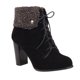 thumbnail image 1 of NECHOLOGY Botas Mujer Adulto Femenino Zapatos Botines de mujer Botas de encaje cruzado para mujer, calzado de otoño e invierno, a la , Retro, con punta redonda, aterciopelado (Black, 8), 1 of 7