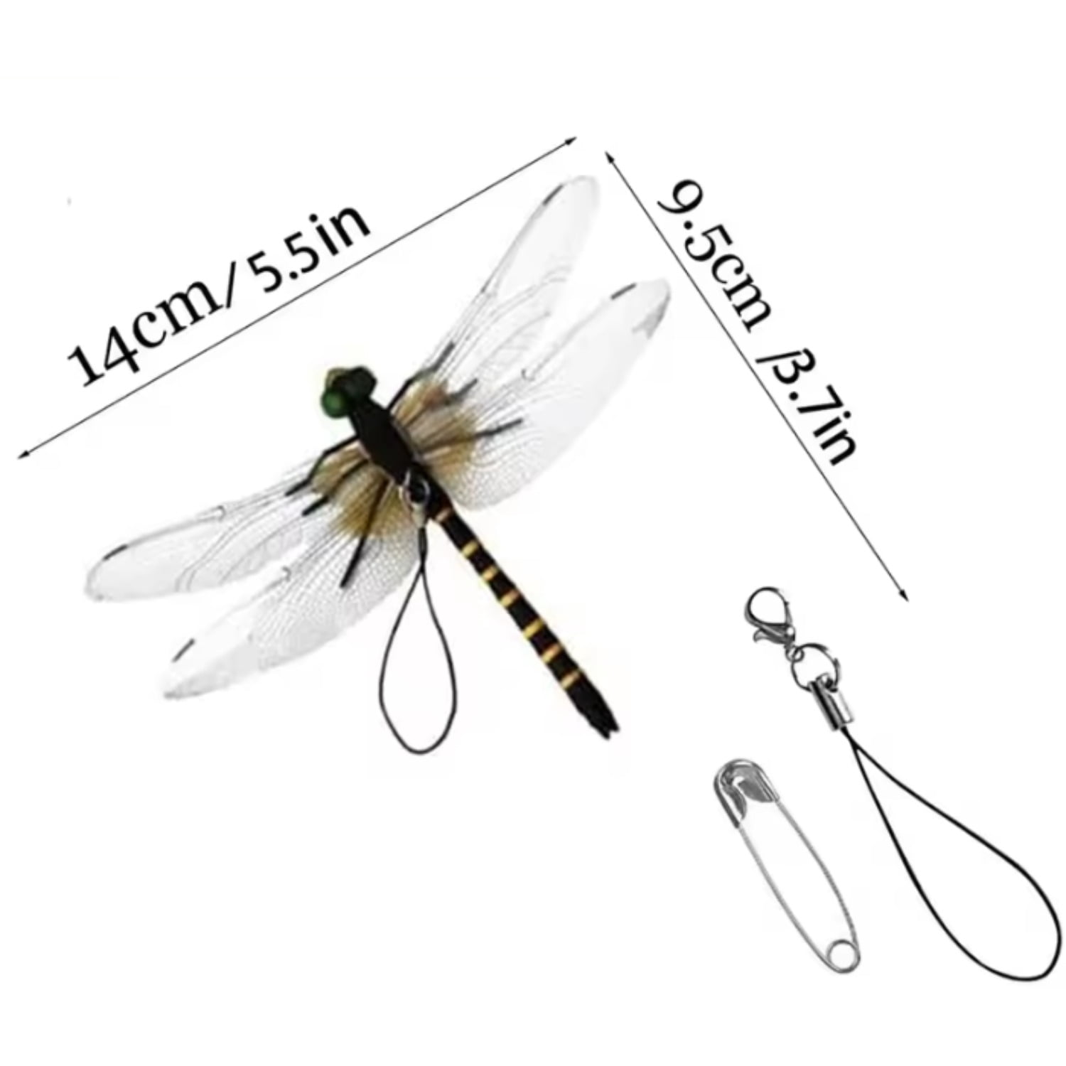 Dragonfly Clips for Bugs Repellent - Dragon Fly Clips For Bugs Repellent Outdoor Realistic Dragonfly Decoy, Portable Pins and Hanging Cords for Hiking, Camping, Gardening, and Yard Decor