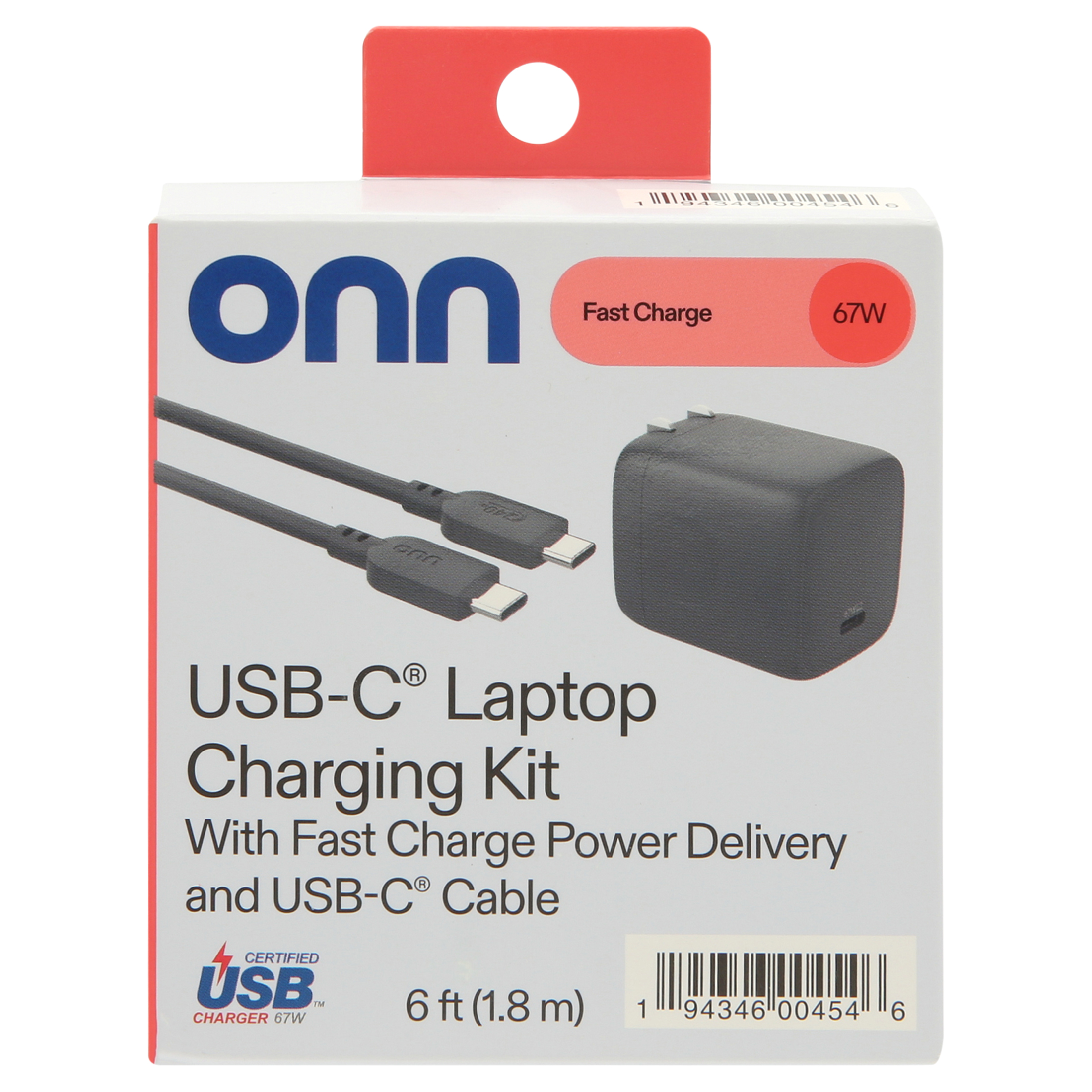 Cargador para laptop onn GAN de 67W con puerto USB-C, compatible con Apple, Dell, HP, Asus, Acer, Lenovo, gris 5