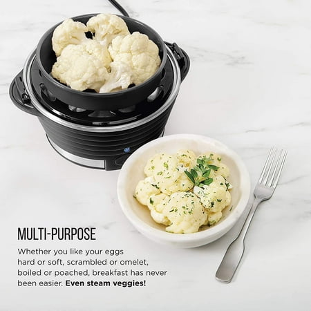 CHEFMAN - Electric Egg Cooker + Boiler, Quickly Makes 6 Eggs, BPA-Free - Black
