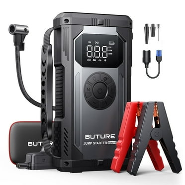 BUTURE 5000A Car Jump Starter with Air Compressor, 150PSI, Portable 12V Battery Booster for All Gas/10L Diesel, LCD Screen, LED Light