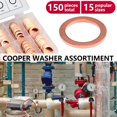 thumbnail image 4 of Toolwiz 150PCS 15 Sizes Copper Washers Metric Sealing Assortment Set Flat Ring Sump Plug Crush Wash, 4 of 7