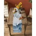 thumbnail image 5 of Blue White Table Runner-Cotton Linen- 90 Inch Holiday Dresser Scarves, Abstract Ocean Beach Neutral Brush Strokes Tablerunner for Kitchen Coffee/Dining Bedroom Living Room Dinner Scarf Décor 13x90, 5 of 9