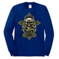 thumbnail image 2 of Wild Bobby, Brotherhood Biker Motorcycles Cross and Skull Pop Culture Mens Long Sleeve Shirt, Royal, 2XL, 2 of 3