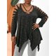 thumbnail image 1 of Camiseta con Detalles Escotados de Escalera de Talla Extra Rosegal  Mangas largas de talla grande, 1 of 5