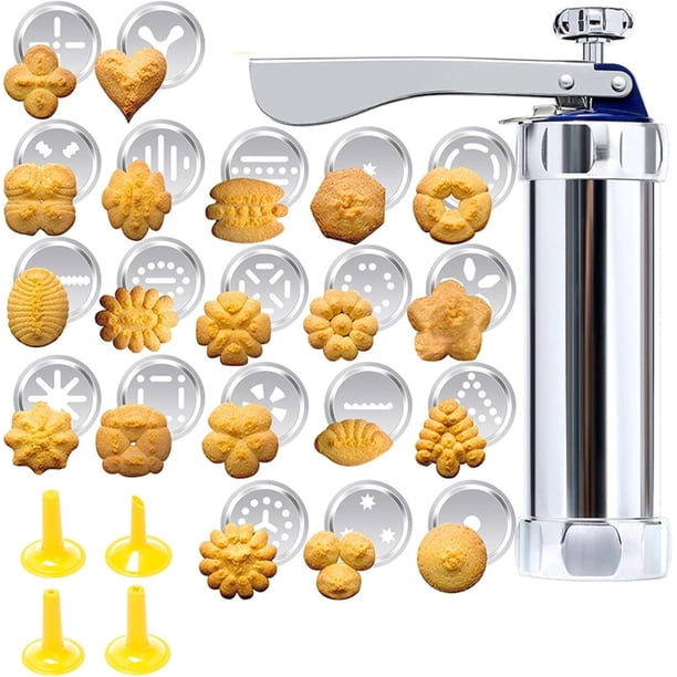 Kit pistola prensa galletas para hacer galletas, máquina para hacer churro, pistola glaseado, decoración con discos galletas acero inoxidable boquillas, prensa de galletas para hornear
